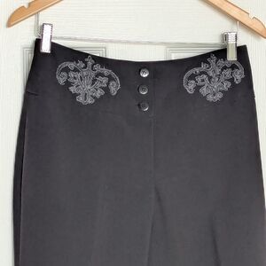 Women's (Size 4) Black High-Waist Boot Cut Pants w/Embroidered Accents